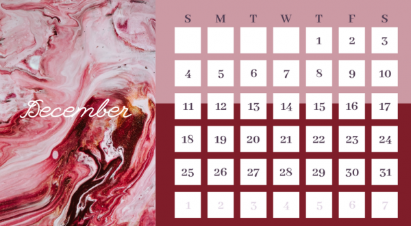 Kalender dengan desain marmer mewah